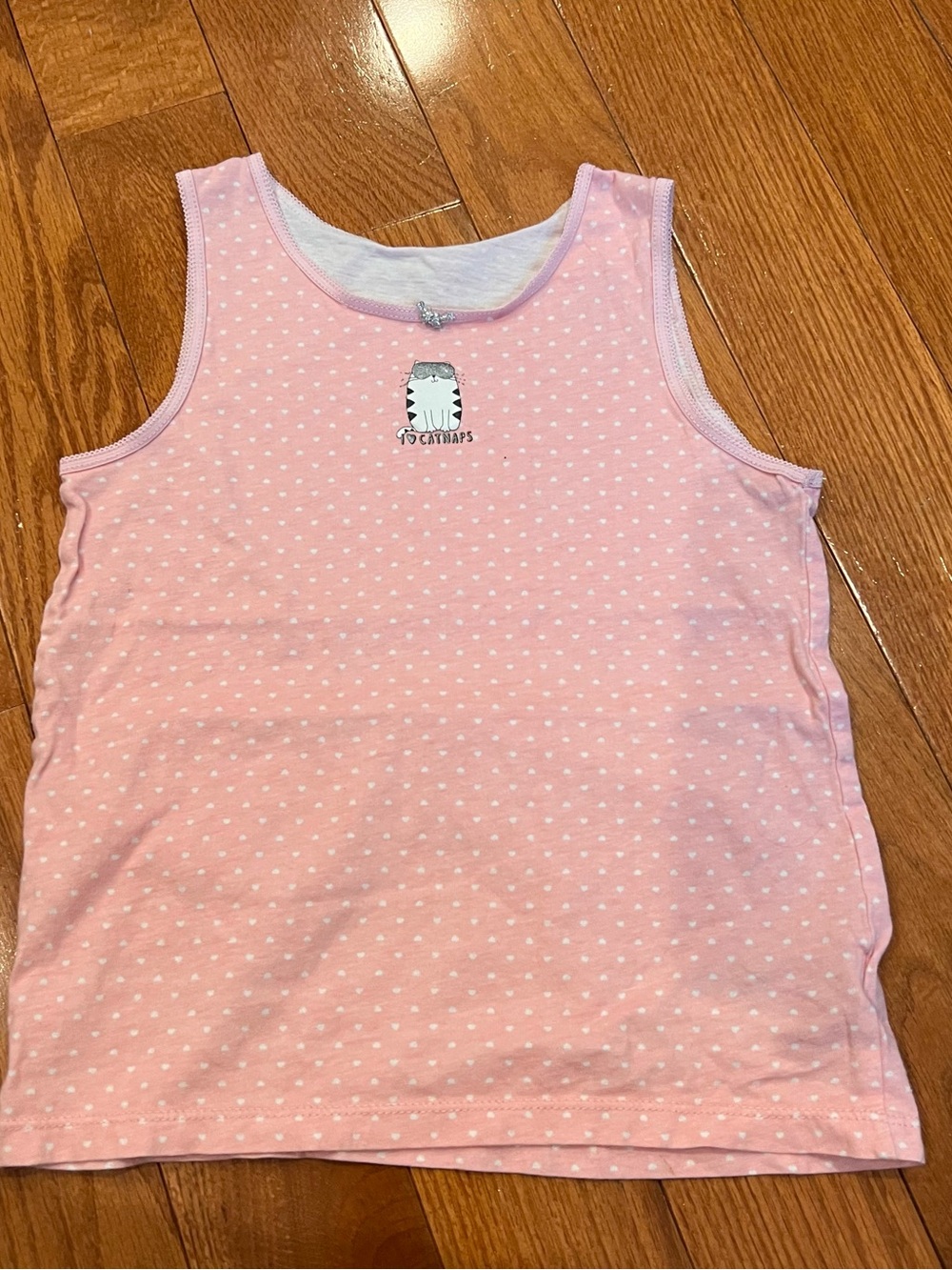 Primark Kids Girls Pink Polka Dot Tank Top Sleepwear Cat Catnip Size 8/9